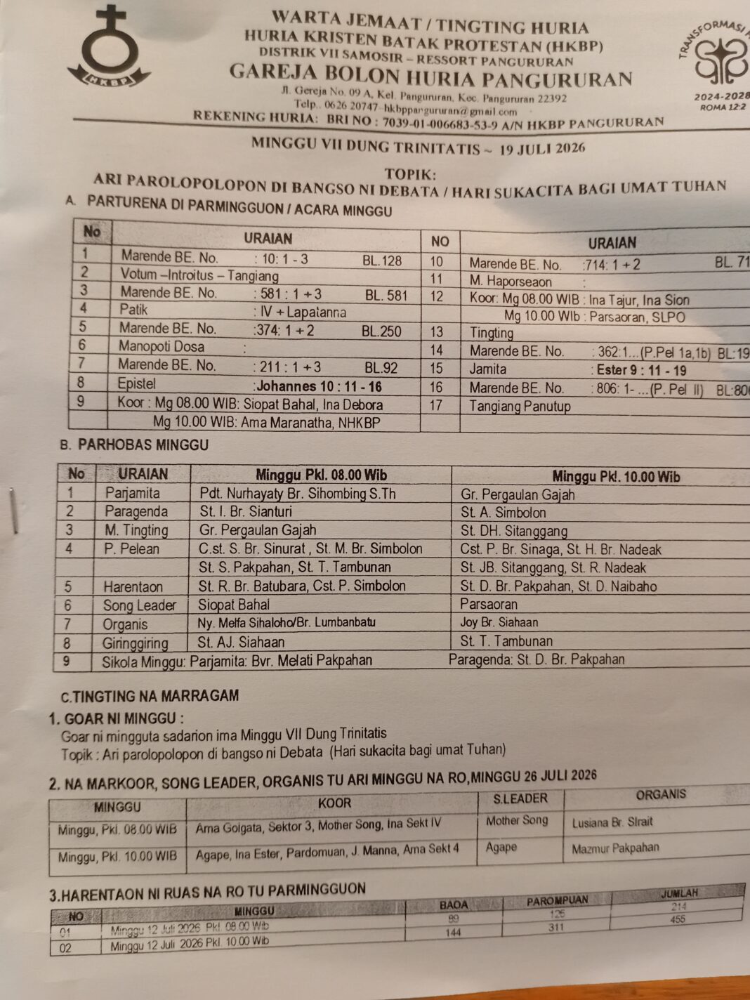 HKBP PANGURURAN GEREJA BOLON GELAR IBADAH MINGGU VII DUNG TRINITATIS, TOPIK “HARI SUKACITA BAGI UMAT TUHAN” HKBP PANGURURAN GEREJA BOLON GELAR IBADAH MINGGU VII DUNG TRINITATIS, TOPIK “HARI SUKACITA BAGI UMAT TUHAN”